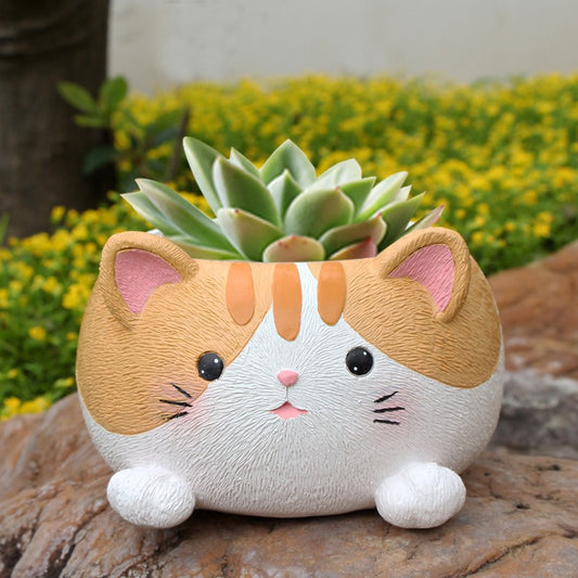 Orange Kitty Plant Pot